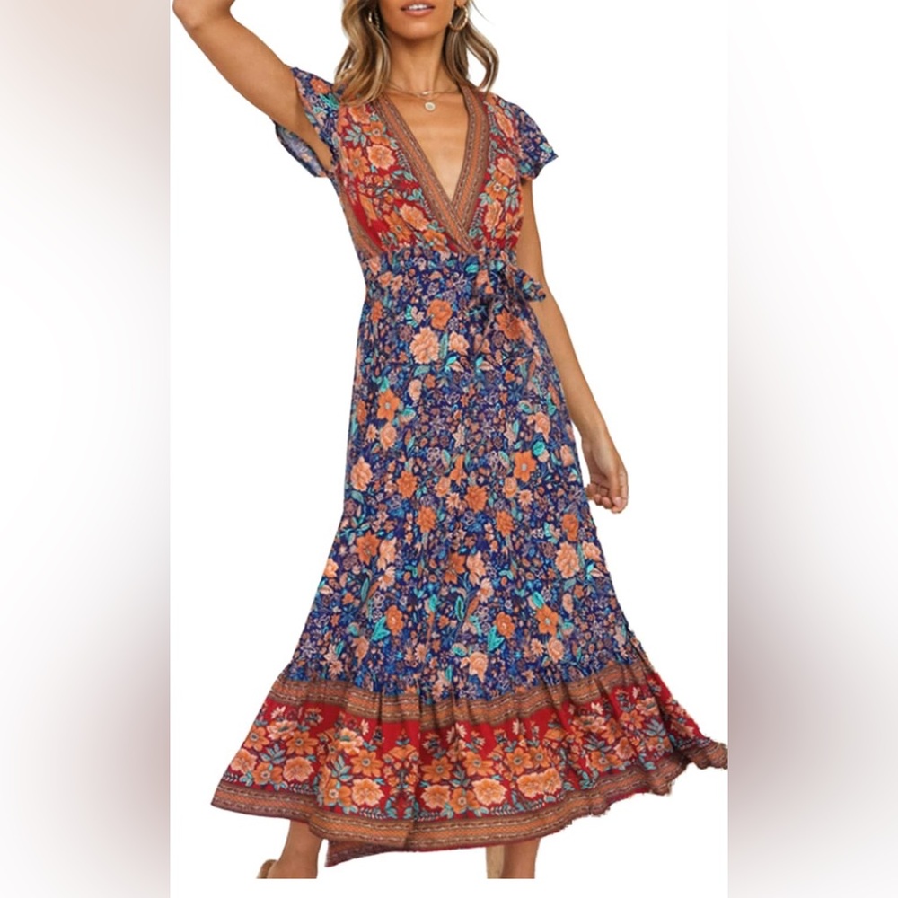 Multi color wrap dress
